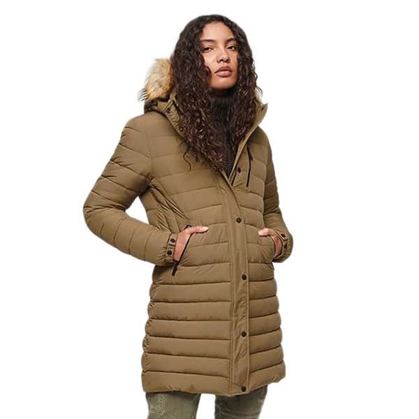 Superdry Pufferjacka Fuji Mid Length Grönt XS Kvinna