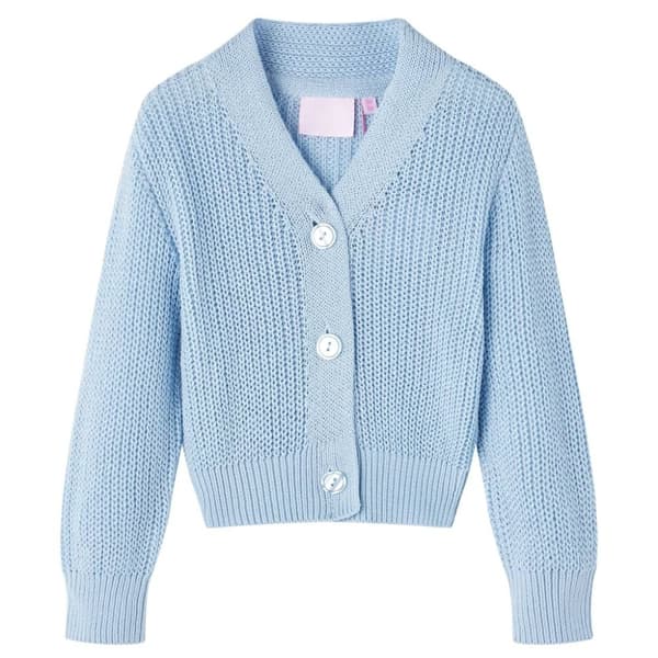 vidaXL Cardigan for barn strikket blå 128