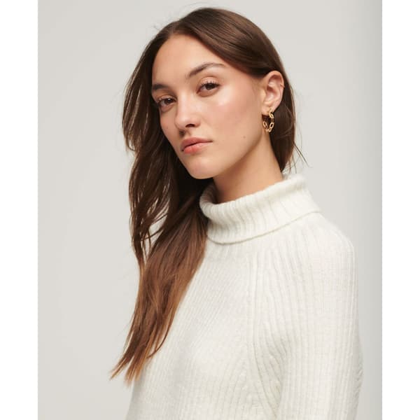 Superdry Tröja Med Rund Hals Essential Rib Beige,Vit XS Kvinna