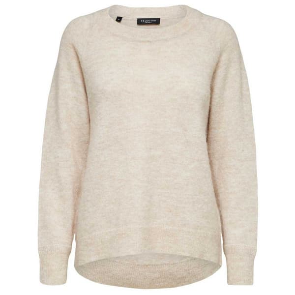 Selected O Neck Tröja Lulu Beige XL Kvinna