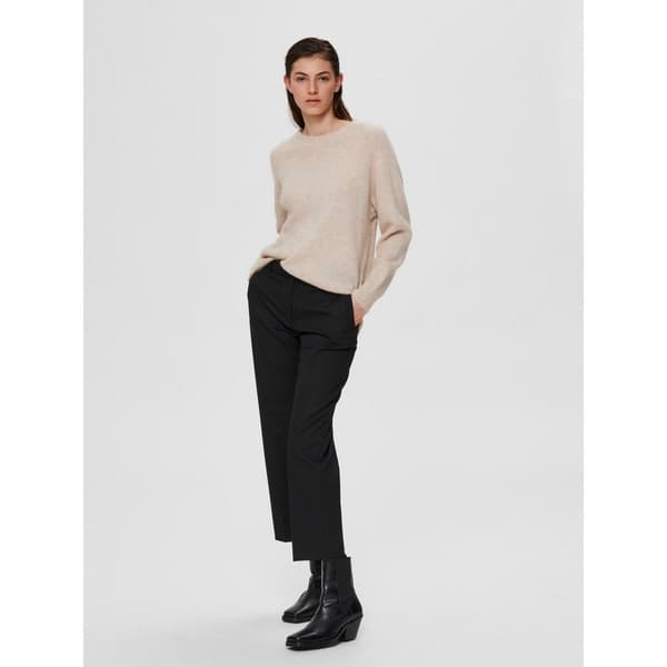 Selected O Neck Tröja Lulu Beige XL Kvinna