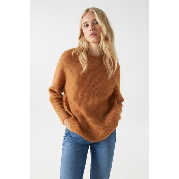 Salsa Jeans Sweater Med Ribkant 21007094 Brun L Kvinde