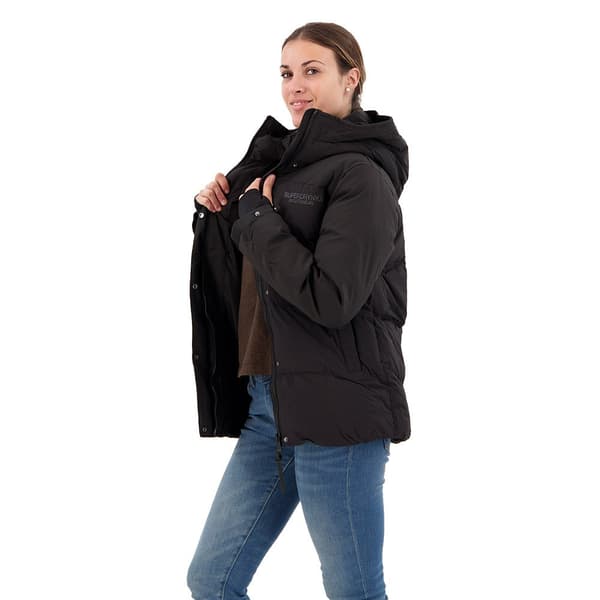 Superdry Parkas City Padded Hooded Wind Svart L Kvinna