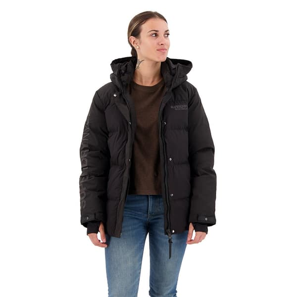 Superdry Parkas City Padded Hooded Wind Svart L Kvinna