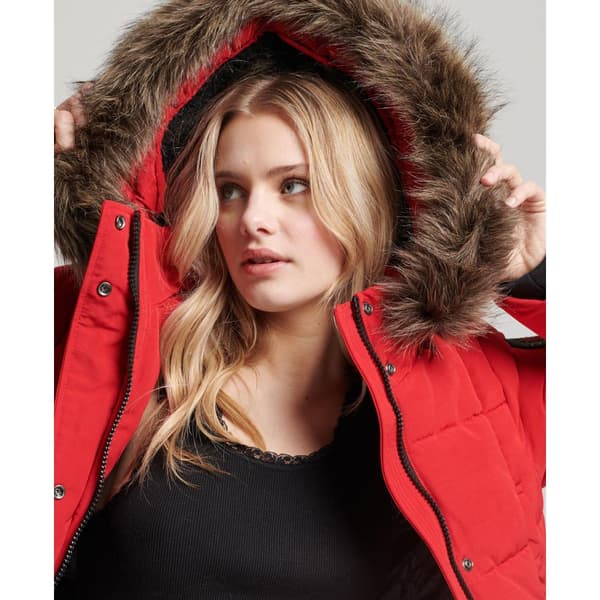 Superdry Pufferjacka Everest Longline Röd S Kvinna