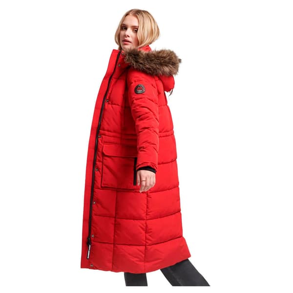 Superdry Pufferjacka Everest Longline Röd S Kvinna