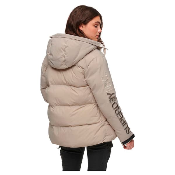 Superdry Parkas City Padded Hooded Wind Grå XL Kvinna