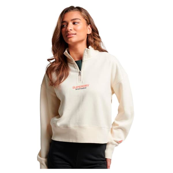 Superdry Tröja Med Halv Dragkedja Beige XS Kvinna