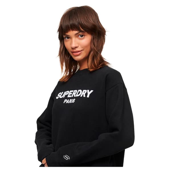 Superdry Tröja Med Rund Hals Sport Luxe Loose Svart M Kvinna