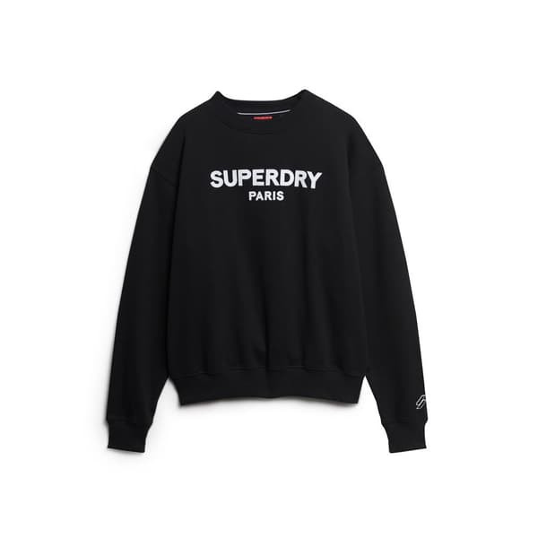 Superdry Tröja Med Rund Hals Sport Luxe Loose Svart M Kvinna