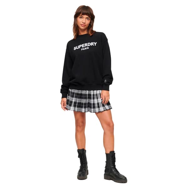Superdry Tröja Med Rund Hals Sport Luxe Loose Svart M Kvinna