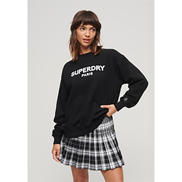 Superdry Tröja Med Rund Hals Sport Luxe Loose Svart M Kvinna