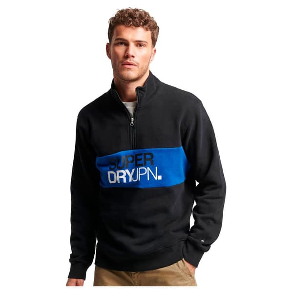 Superdry Puoliksi Vetoketjullinen Villapaita Sportswear Logo Loose Musta M Mies