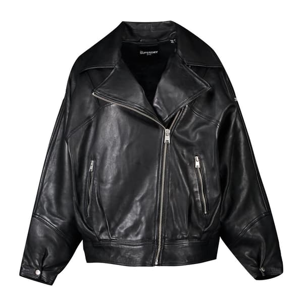 Superdry Jakke Edit Hybrid Leather Sort L Kvinde