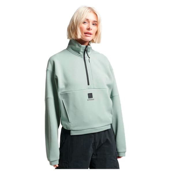 Superdry Sweater Med Halv Lynlås Code Tech Grøn S Kvinde