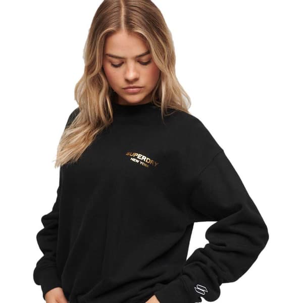Superdry Tröja Med Rund Hals Sport Luxe Loose Svart S Kvinna