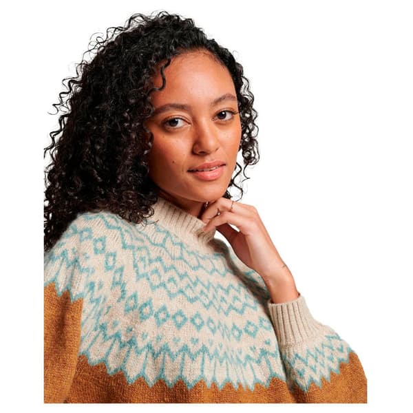 Superdry Tröja Med Rund Hals Slouchy Pattern Beige,Brun XS Kvinna