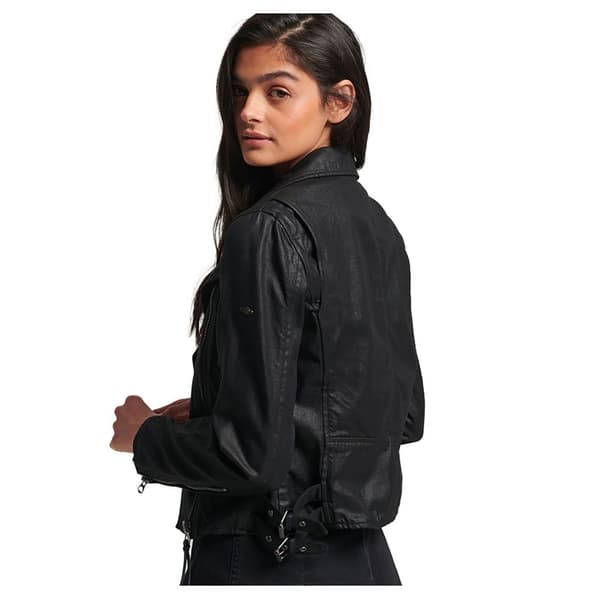 Superdry Jacka Vintage Coated Biker Svart XS Kvinna