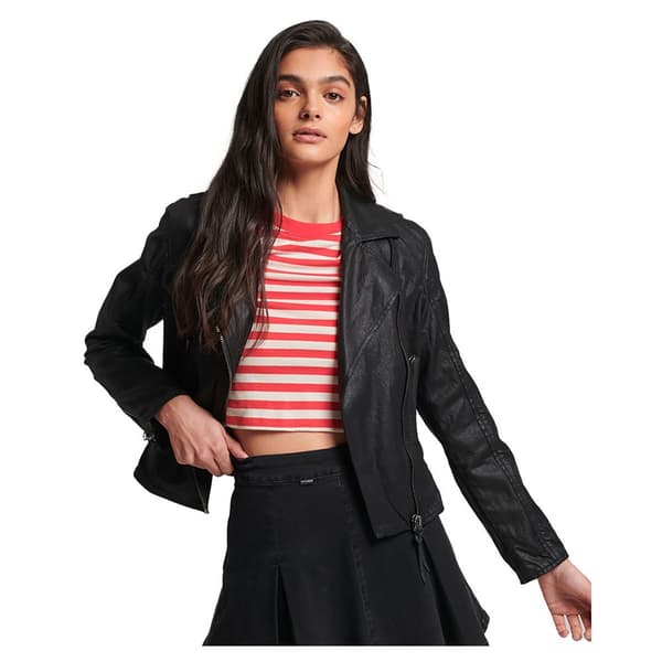 Superdry Jacka Vintage Coated Biker Svart XS Kvinna