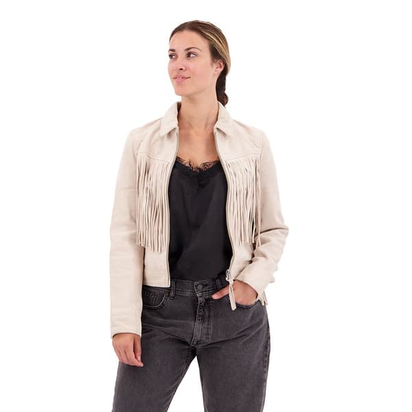 Superdry Jakke Festival Leather Hvid M Kvinde