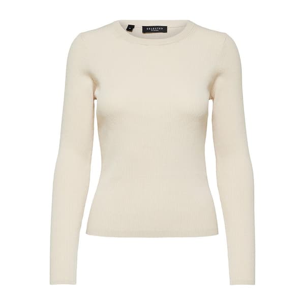 Selected O Neck Tröja Amelia Beige L Kvinna