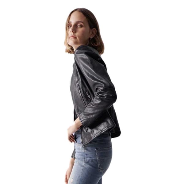 Salsa Jeans Læderjakke Basic Sort L Kvinde
