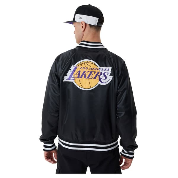 New Era Bomberjakke Los Angeles Lakers Team Logo Satin Sort M Mand