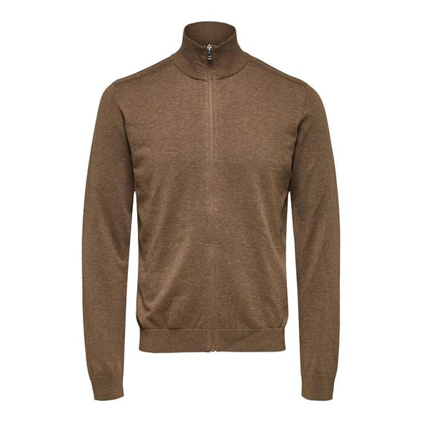 Selected Cardigan Med Fuld Lynlås Berg Brun M Mand