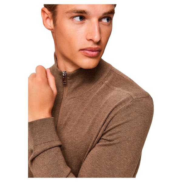 Selected Cardigan Med Fuld Lynlås Berg Brun M Mand