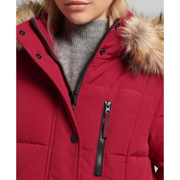 Superdry Faux Fur Everest Jacka Longline Röd S Kvinna