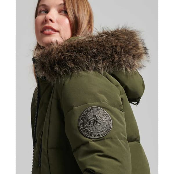 Superdry Faux Fur Everest Jacka Longline Grönt XS Kvinna