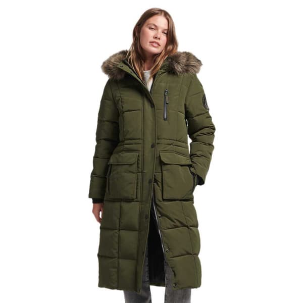 Superdry Faux Fur Everest Jacka Longline Grönt XS Kvinna