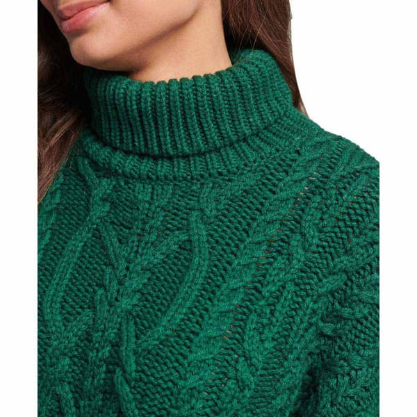 Superdry Sticka Vintage High Neck Cable Grönt M Kvinna