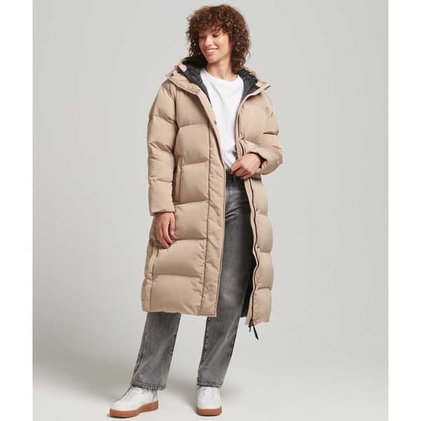 Superdry Jacka Studios Longline Duvet Beige M Kvinna
