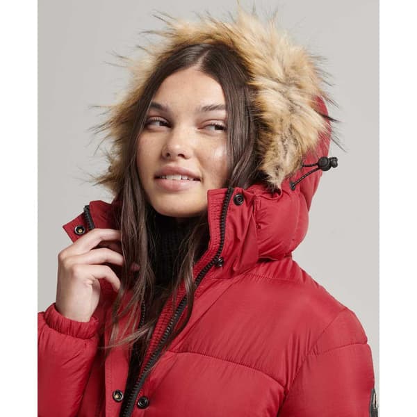 Superdry Jacka Vintage Hooded Mid Layer Long Röd M Kvinna