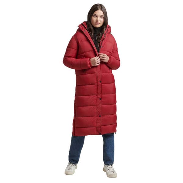 Superdry Jacka Vintage Hooded Mid Layer Long Röd M Kvinna