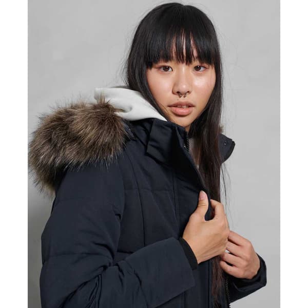 Superdry Faux Fur Everest Jacka Longline Svart XS Kvinna