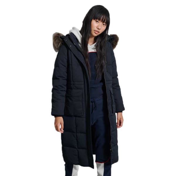 Superdry Faux Fur Everest Jacka Longline Svart XS Kvinna
