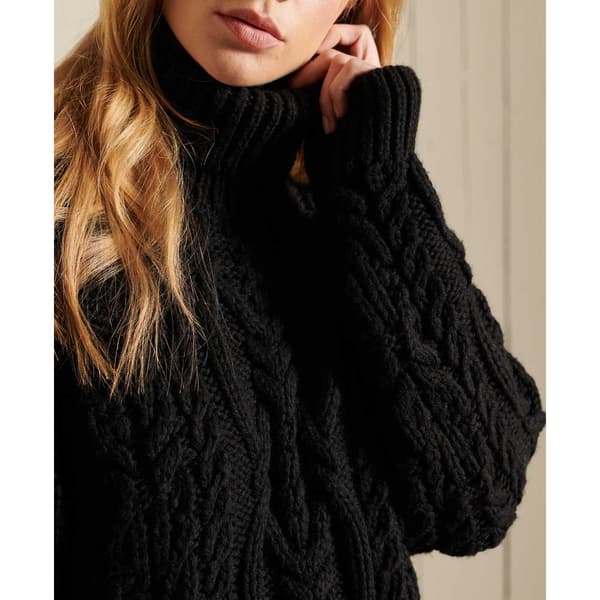 Superdry Sticka Vintage High Neck Cable Svart L Kvinna