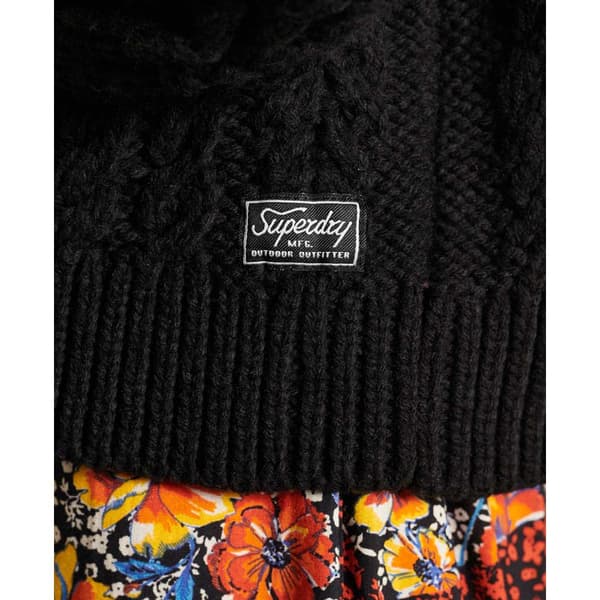 Superdry Sticka Vintage High Neck Cable Svart L Kvinna