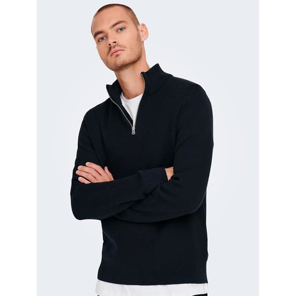 Only & Sons Sweater Med Halv Lynlås Phil Regular 12 Sort XL Mand