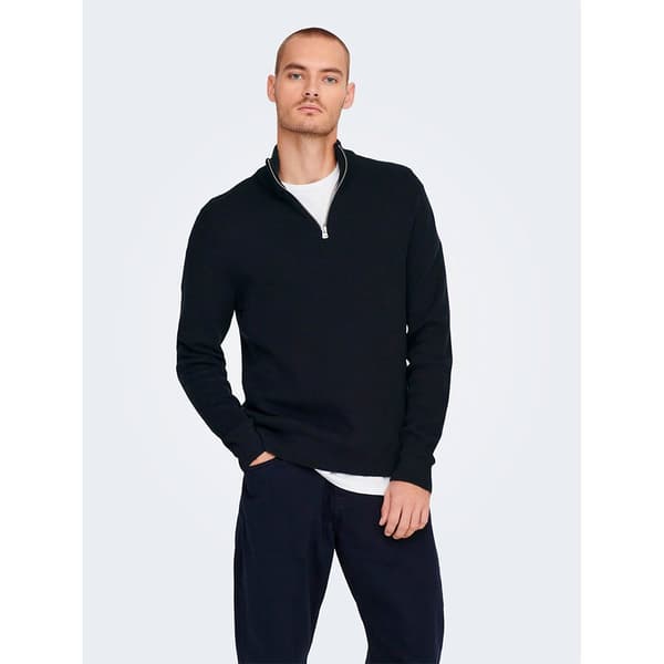 Only & Sons Sweater Med Halv Lynlås Phil Regular 12 Sort XL Mand