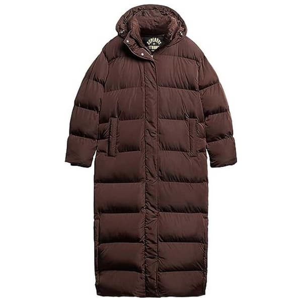 Superdry Puffer Jakke Maxi Brun XS Kvinde