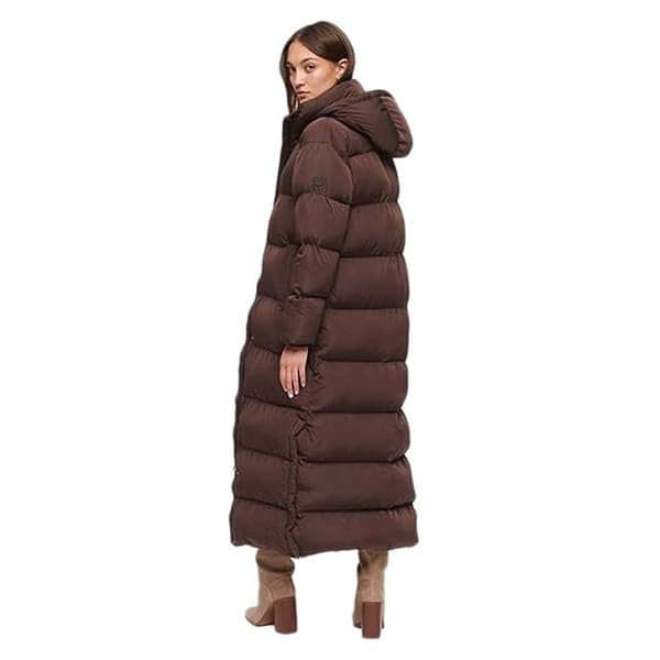 Superdry Puffer Jakke Maxi Brun XS Kvinde