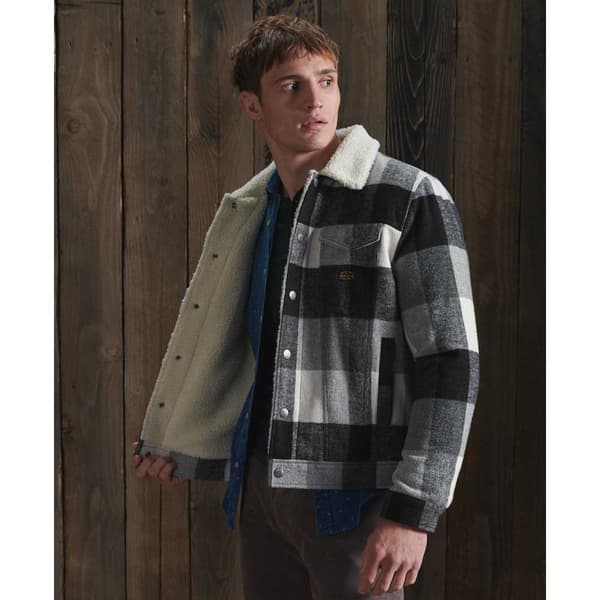 Superdry Ull Sherpa Trucker Jacka Highwayman Vit,Svart 2XL Man