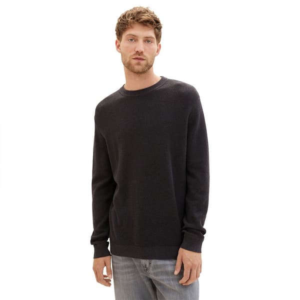 Tom Tailor Besætning Hals Sweater 1038612 Structured Knit Grå XL Mand