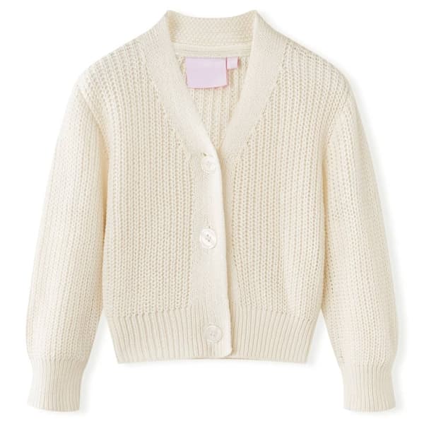vidaXL Cardigan for barn strikket snø hvit 128