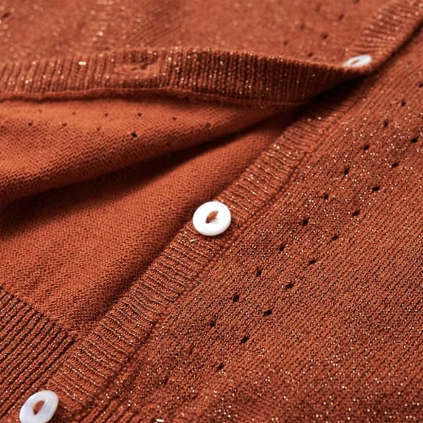 vidaXL Cardigan for barn strikket konjakk 128