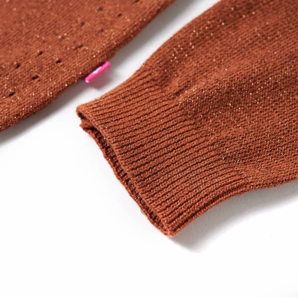 vidaXL Cardigan for barn strikket konjakk 128