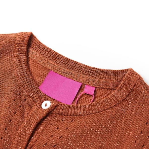 vidaXL Strikket cardigan til børn str. 116 cognacfarvet